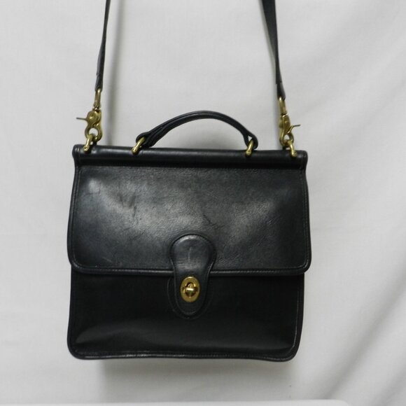 COACH Vintage Classic Willis 9927 Shoulder Bag Black Leather Purse  Convertible - Picture 1 of 14